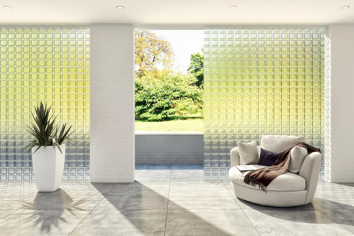 Variasi Glass Block di Ruang Tamu